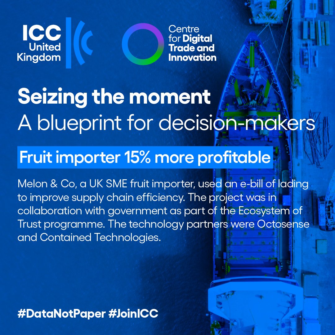 iccwboUK's tweet photo. We launched our landmark report, ‘Seizing the moment: Unleashing the potential of trade digitalisation’.

💡Keen on joining the discussion around the digitalisation of trade? Secure your ticket here: https://t.co/IN9sQwLs8w.

#DigitalTrade #JoinICC #DataNotPaper https://t.co/cBgMo7xyEC