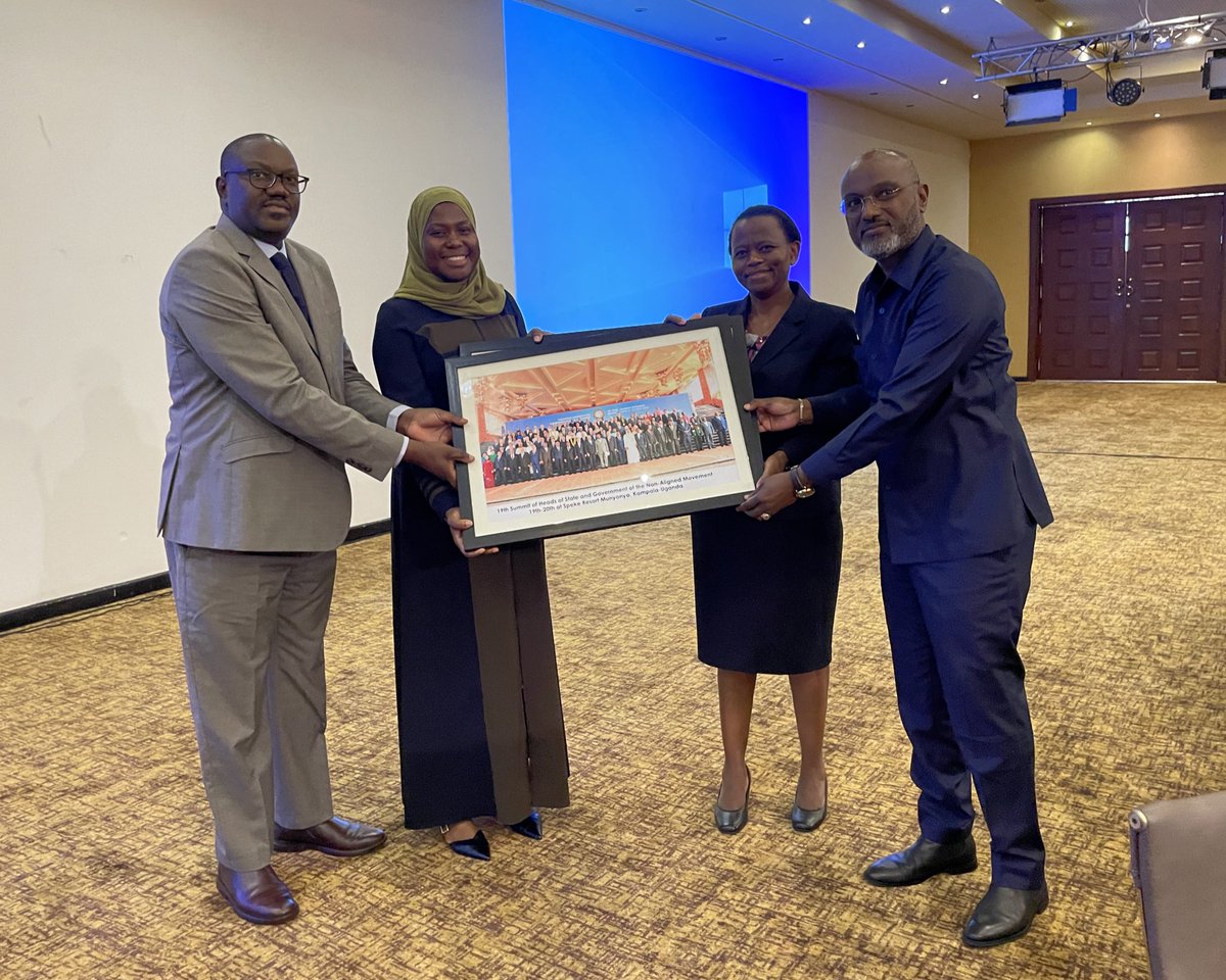 Ministry of ICT&NG (@moict_ug) on Twitter photo Earlier: The Chair- ICT, Media & Publicity subcommittee, PS- Dr. <a href="/azawedde/">Aminah Zawedde</a> hands over the official potraits of the <a href="/NAM_Uganda/">ARCHIVED: NON-ALIGNED MOVEMENT (NAM) - UGANDA</a> & <a href="/G77summit_Ug/">G77 + China Summit 2024</a> to the NOC leadership- Madam <a href="/LNakyobe/">Lucy Nakyobe</a> & <a href="/adoniaayebare/">Adonia Ayebare</a> during the twin summits’ post review meeting.
#NAMSummitUg2024 Earlier: The Chair- ICT, Media & Publicity subcommittee, PS- Dr. <a href="/azawedde/">Aminah Zawedde</a> hands over the official potraits of the <a href="/NAM_Uganda/">ARCHIVED: NON-ALIGNED MOVEMENT (NAM) - UGANDA</a> & <a href="/G77summit_Ug/">G77 + China Summit 2024</a> to the NOC leadership- Madam <a href="/LNakyobe/">Lucy Nakyobe</a> & <a href="/adoniaayebare/">Adonia Ayebare</a> during the twin summits’ post review meeting.
#NAMSummitUg2024