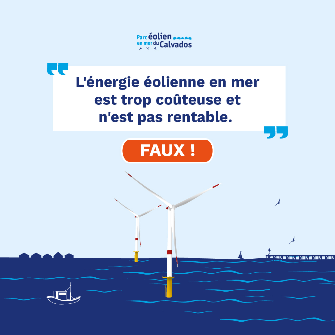 #EolienEnMerCalvados 🌊La filière de l’#éolienenmer devient chaque jour une solution de plus en plus compétitive et durable grâce aux avancées technologiques et aux économies d’échelle.