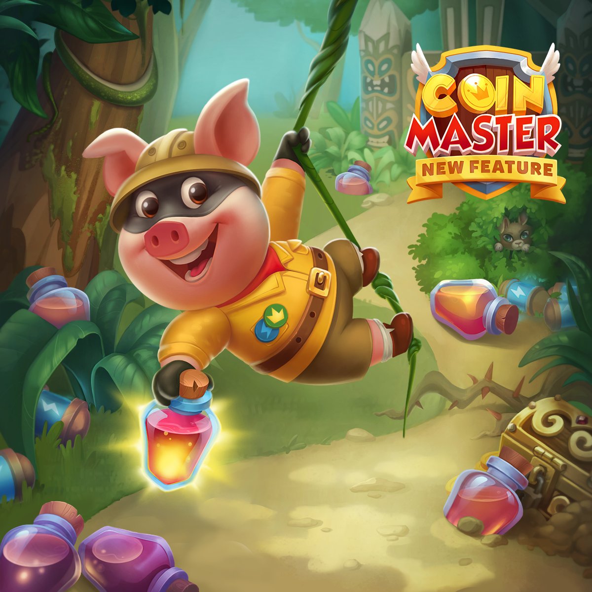 CoinMasterGame's tweet photo. 𝗣𝗢𝗧𝗜𝗢𝗡 𝗣𝗔𝗥𝗧𝗬!✨ Count all the potions in the WILDLAND for your chance to win 𝟖𝟎𝟎 𝐒𝐏𝐈𝐍𝐒!🤠 

Swing on over to this 𝗥𝗘𝗪𝗔𝗥𝗗!🔥👉https://t.co/DloAl8yJnm https://t.co/rR4vS84MAH
