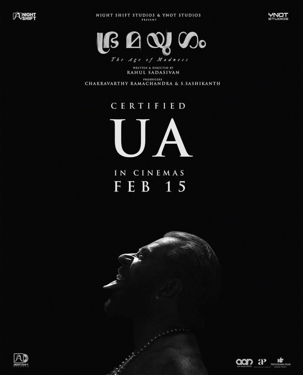 mammukka_offcl's tweet photo. #Bramayugam (Malayalam) - Certified UA.
In Cinemas From FEB 15 !

#BramayugamFromFeb15 

#Mammootty @mammukka https://t.co/T02cyJkRRQ