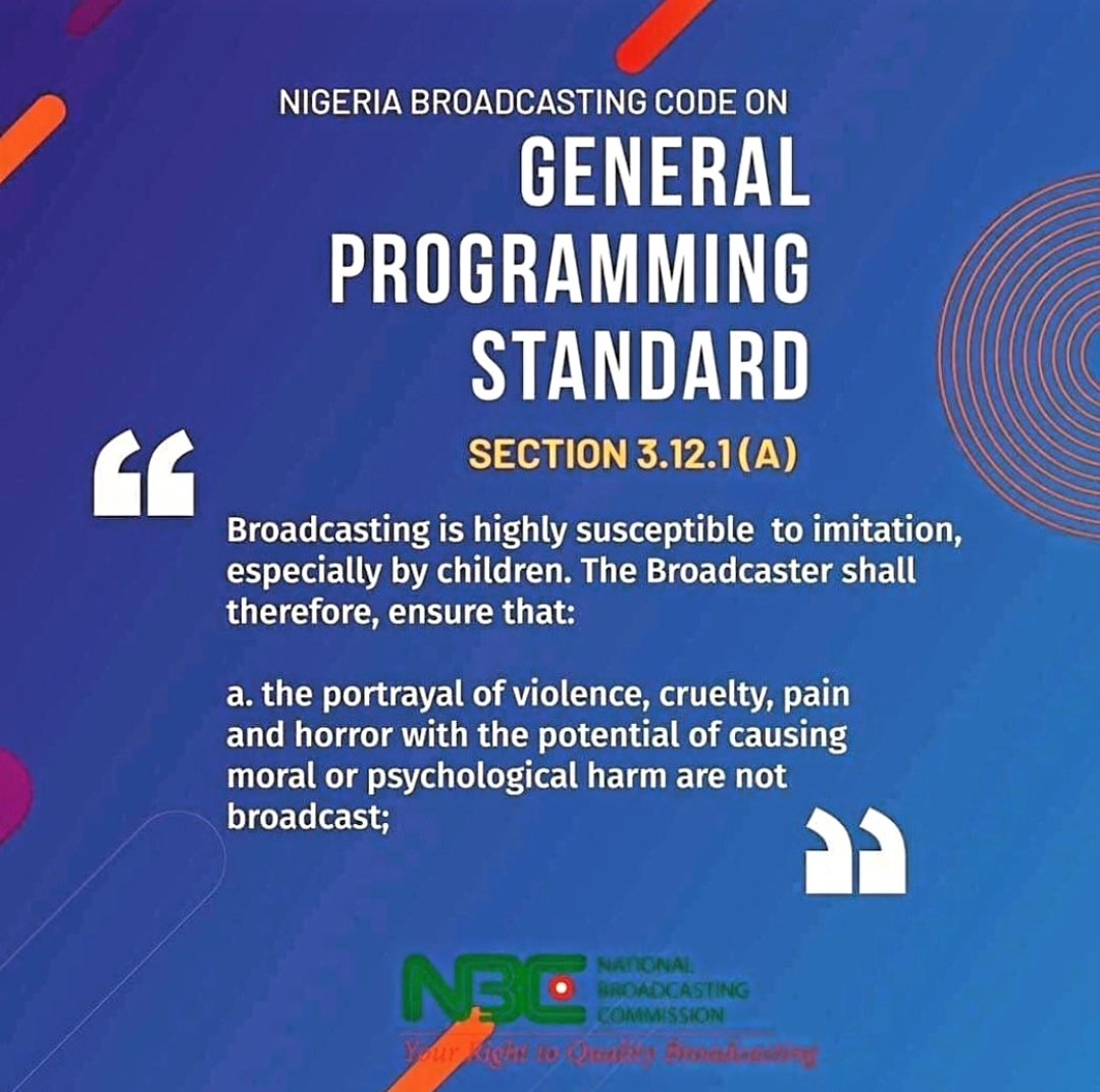 nbcgovng's tweet photo. #broadcasting
#regulation
#NBCode
Your Right to Know the Nigeria Broadcasting Code on General Programming Standard.
@NtaNewsnow @radionigeriahq
@AIT_online
@channelstv
@TVCconnect
@Arisetv
@NigeriainfoFM
@voiceofnigeria
@NgNewsAgency https://t.co/QgGhDXPm3U
