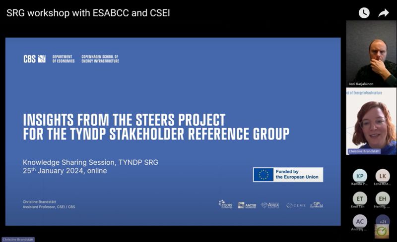 A new Stakeholder Reference Group is taking shape and getting up to speed with the details of the TYNDP. Last week, Christine Brandstätt presented our STEERS project and some of its conclusions to the group. We're excited to support the group as it works to improve the TYNDP.