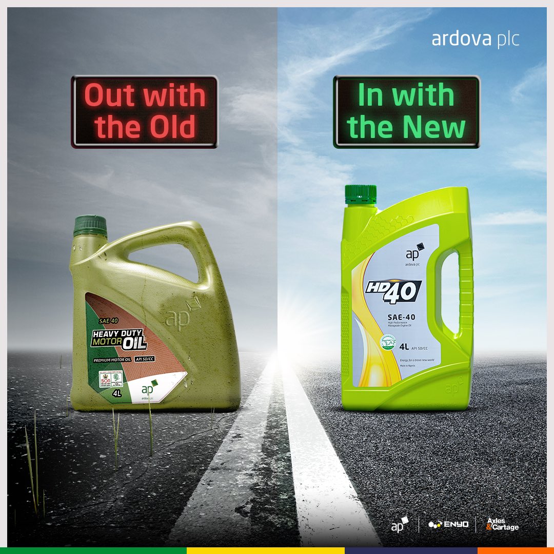ardovaplc's tweet photo. As the new year unfolds, we are taking out the Old and bringing in the New. AP Lubricants now in new bottles. Engineered for Excellent Engine Performance
#APLubricants
#NewLook
#NewBottleSameEngineOil
#EngineeredForExcellentEnginePerformance
#EnergyForBraveNewWorld https://t.co/lxgVJAffhH