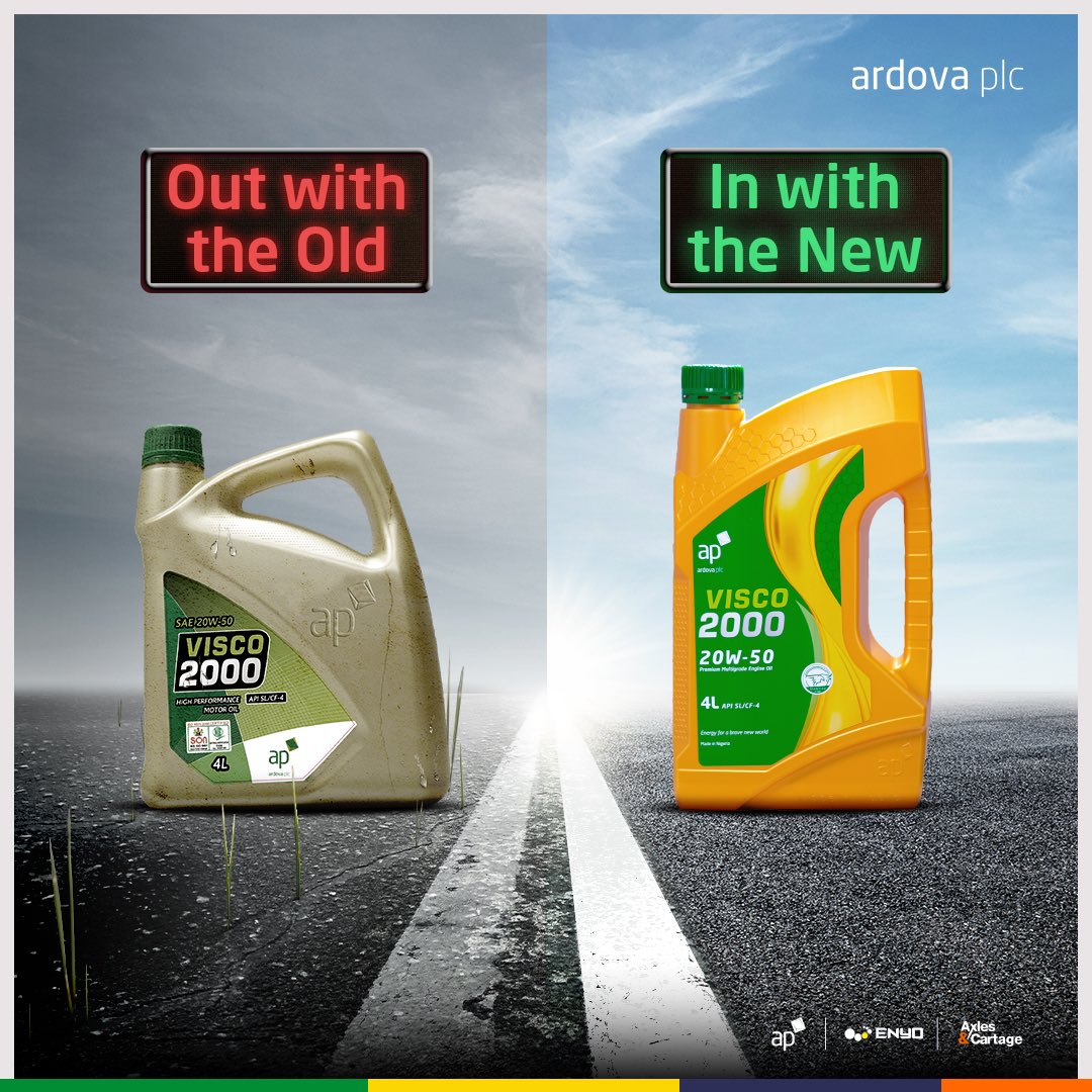 ardovaplc's tweet photo. As the new year unfolds, we are taking out the Old and bringing in the New. AP Lubricants now in new bottles. Engineered for Excellent Engine Performance
#APLubricants
#NewLook
#NewBottleSameEngineOil
#EngineeredForExcellentEnginePerformance
#EnergyForBraveNewWorld https://t.co/lxgVJAffhH