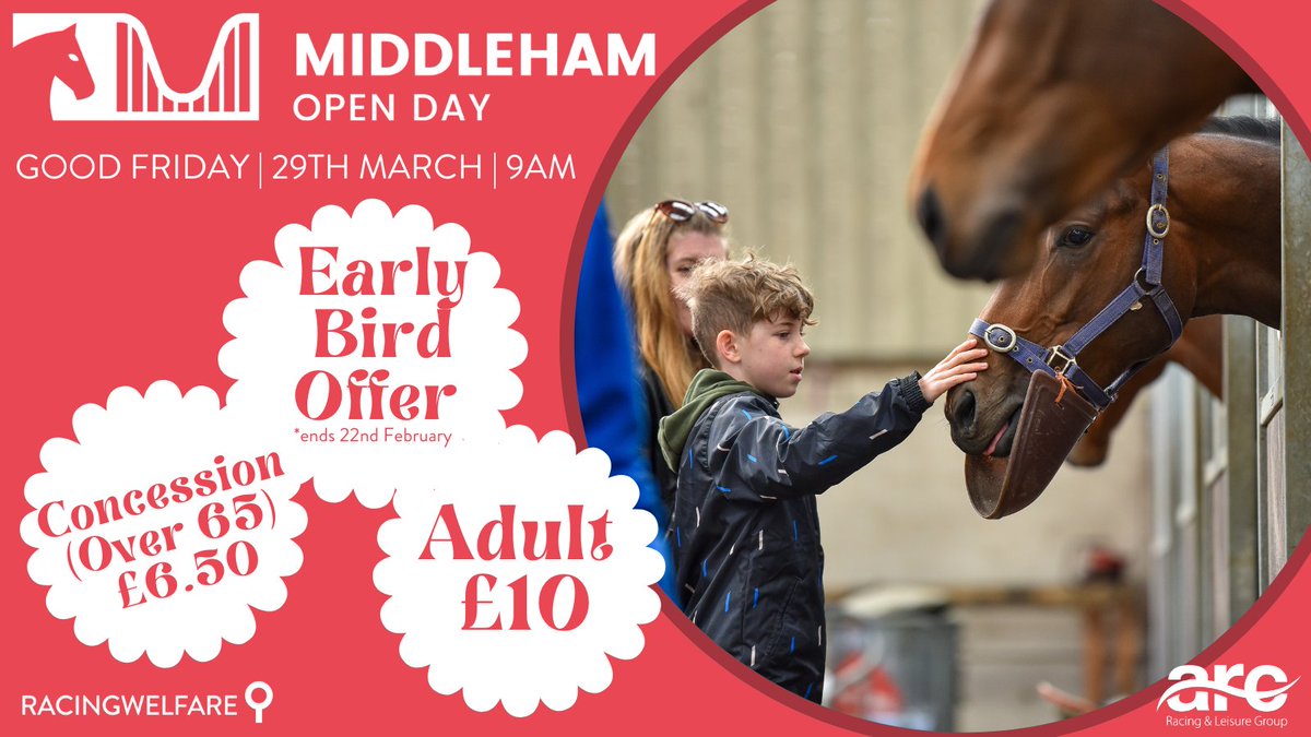 Have you booked your tickets for the ARC #MiddlehamOpenDay? 🗓️Good Friday - 29th March 🐴 9 yards open 👨‍👩‍👧‍👧 Family fun from 1pm on the Low Moor 🐦 Early bird tickets are on sale NOW!! middlehamopenday.co.uk #FamilyFun #EasterWeekend #BankHoliday #Middleham #Horseracing