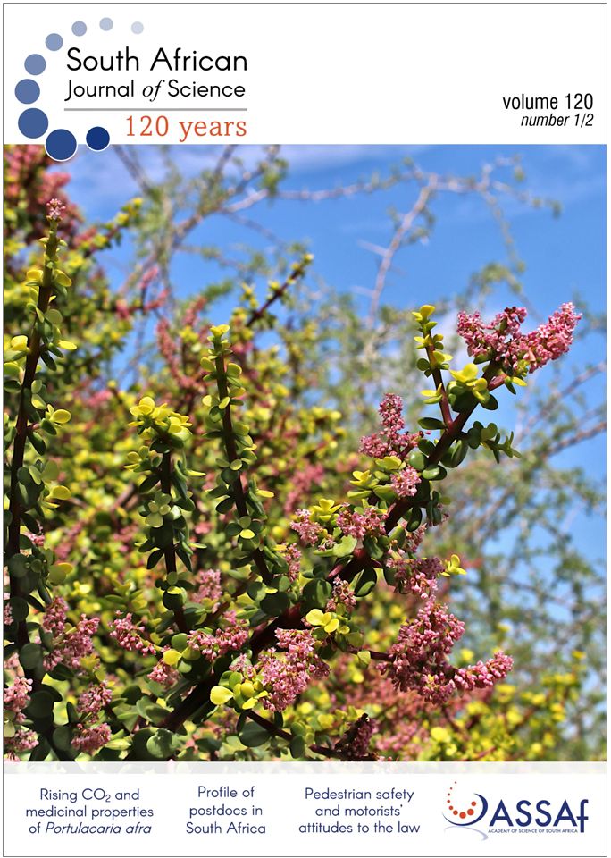 SAJS_Official celebrates its 120th volume this year! The first issue of this volume is jam-packed with interesting reads on AI-assisted writing, resilience of spekboom to rising CO2, the profile of postdocs in SA, pedestrian safety, and so much more! bit.ly/3vVmkn6