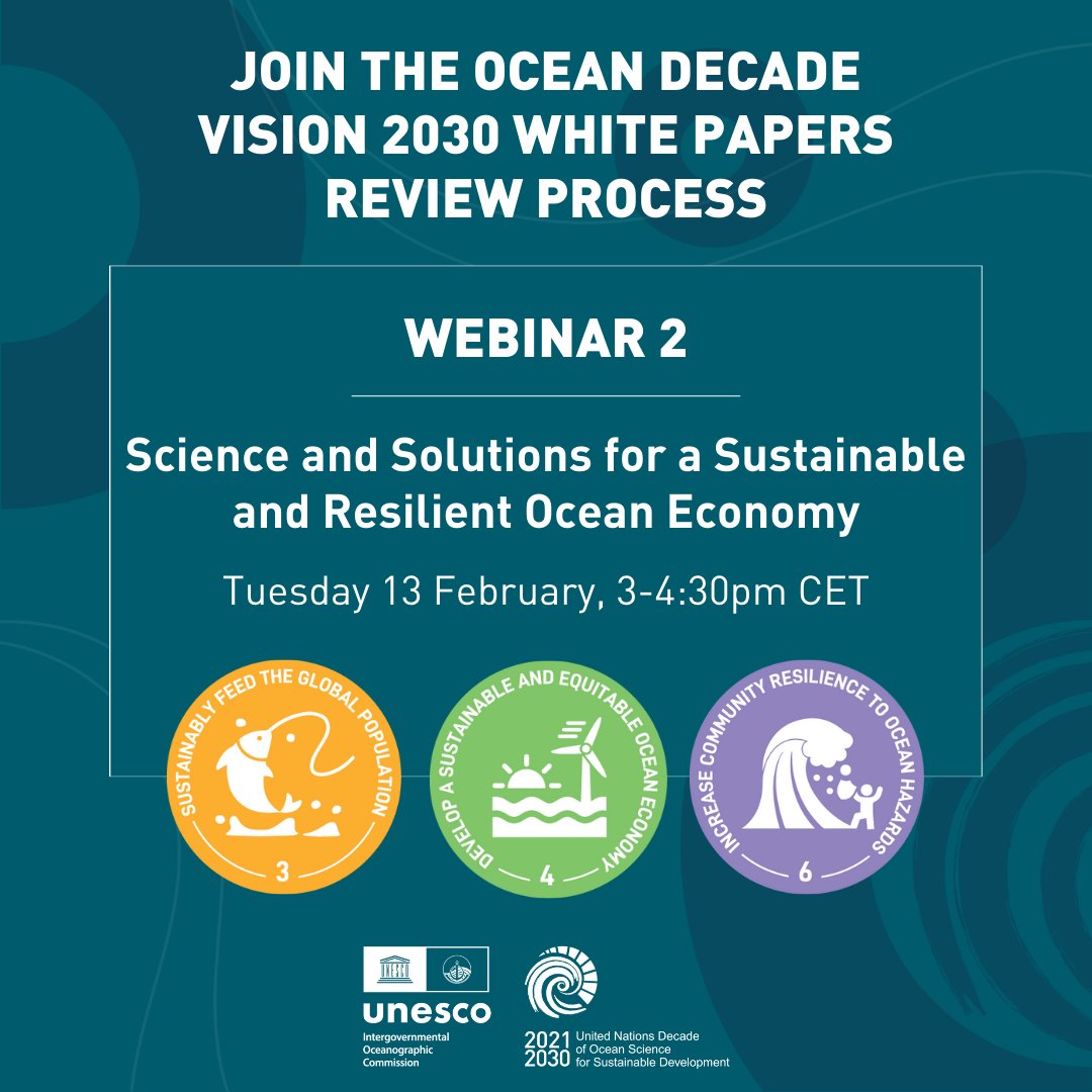 UNOceanDecade's tweet photo. 🌊📢We want to hear from you! 

To ensure an inclusive approach to our #Vision2030 process, we are organising 4 webinars the week of 12 February to gather insights and collectively advance the implementation of the #OceanDecade Challenges. 

Register here: https://t.co/j5LkEZz1m6 https://t.co/95DXFEuHYk