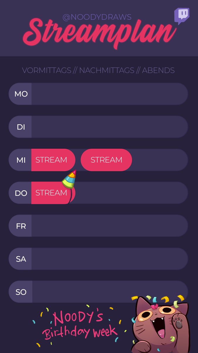 Einen Tag später als sonst, aber bin wieder da! Es ist meine Geburtstagswoche deswegen sind die Streams anders an sonst. Werd auch am Donnerstag streamen (an meinem Geburtstag) weil ich nichts anderes zu tun hab! Kommt vorbei unf sagt hallo damit ich mich nich so allein fühl! 😅