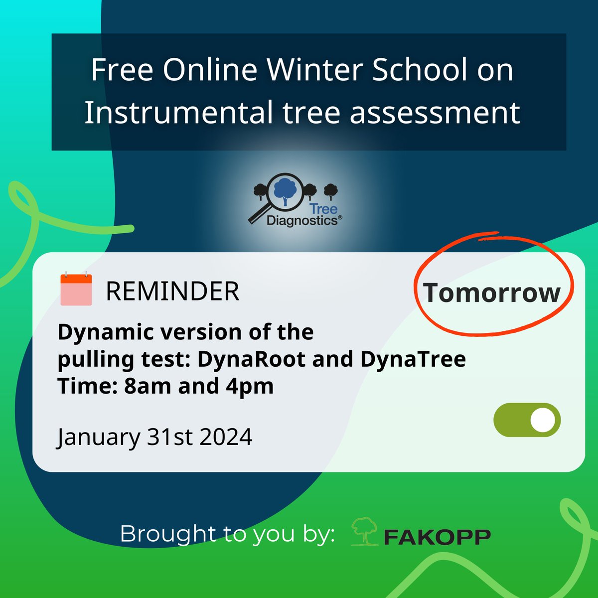 Only 2 training sessions left?! 😥

Yep, that's right - hasn't it flown by?! 

We're now onto the Dyna Tree and the Dyna Root pulling tests - are you joining? 

#FakoppTraining #OnlineWinterSchool #TreeDoagnostics #PullingTests #DynaRoot #DynaTree