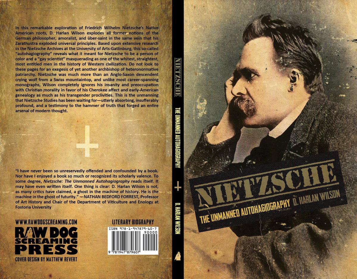dharlanwilson's tweet photo. “The science fictions that define us require endless stores of inscrutable SFX.” —NIETZSCHE
https://t.co/5duwBRrr9y
@RDSPress #nietzsche #literature #philosophy #biography #autobigraphy
#autrebiography #metabiography #metafiction #satire #surrealism #schizoanalysis #schizflow https://t.co/rQsuqH6HUZ