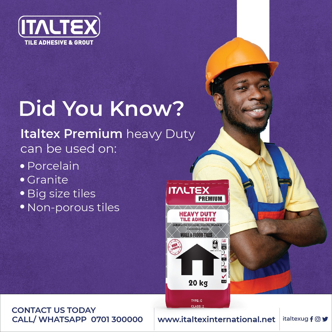 italtexug's tweet photo. #ItaltexPremium Heavy Duty is versatile and it's the perfect partner for your construction projects. It works on different tiles and stones and gives you a perfect finished product.

Call: 0701300000 | https://t.co/z6EtkePs3V

#italtex #heavyduty #tiles #construction #diyprojects https://t.co/rtSA9Uq0ec