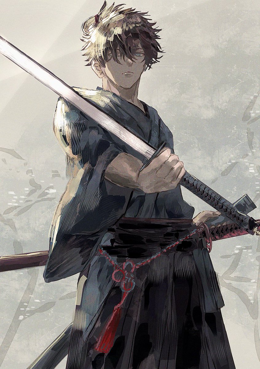 sword weapon 1boy male focus katana japanese clothes solo  illustration images