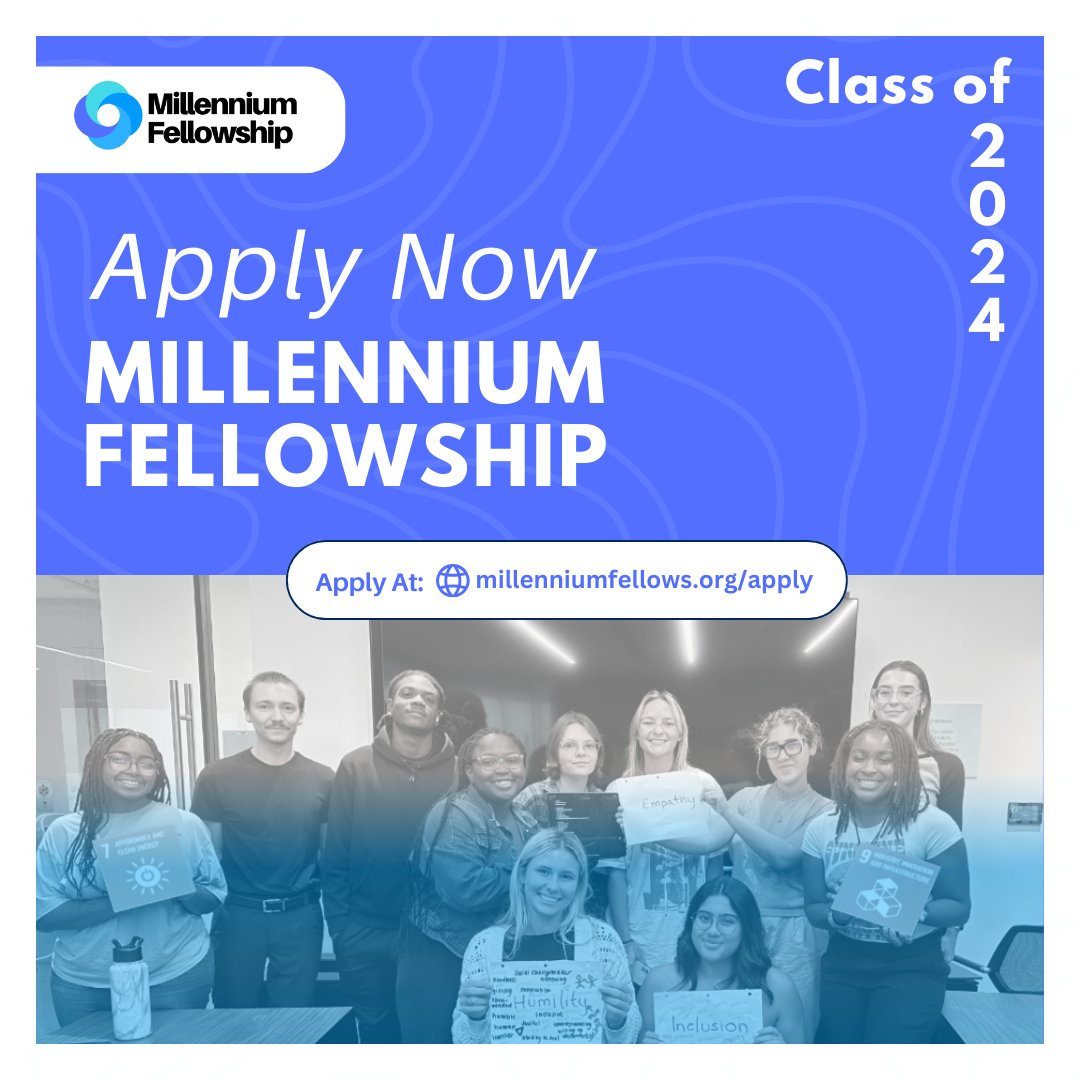 A_Plus55375766's tweet photo. Student leaders: Exciting news from the United Nations Academic Impact and Team MCN! 🌍Ready to elevate your social impact game? Apply now to join the #MillenniumFellowship, Class of 2024 community and drive meaningful change. Learn more:https://t.co/hGRbYzMnkT https://t.co/2PwZNVPfoY