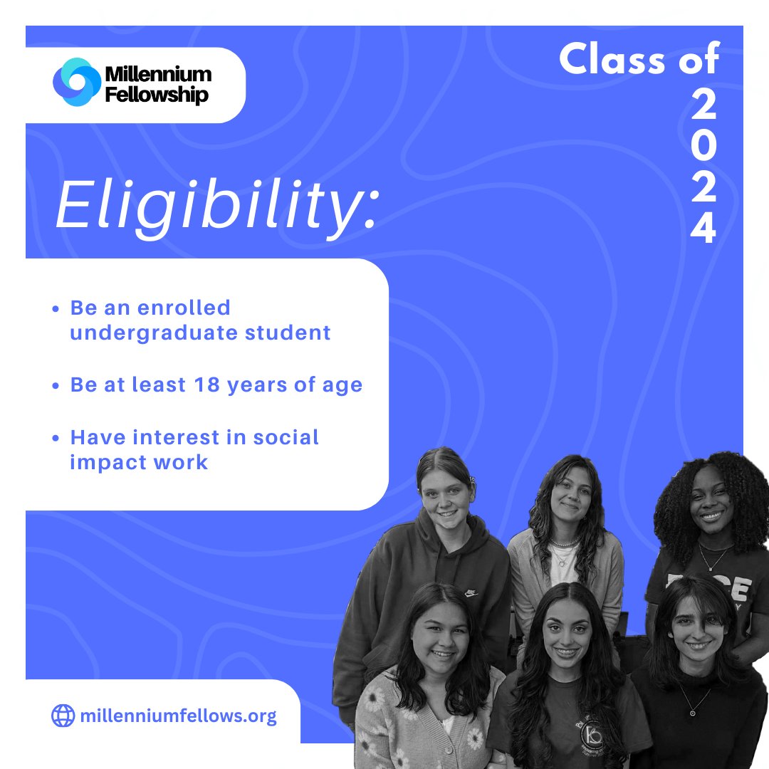 A_Plus55375766's tweet photo. Student leaders: Exciting news from the United Nations Academic Impact and Team MCN! 🌍Ready to elevate your social impact game? Apply now to join the #MillenniumFellowship, Class of 2024 community and drive meaningful change. Learn more:https://t.co/hGRbYzMnkT https://t.co/2PwZNVPfoY