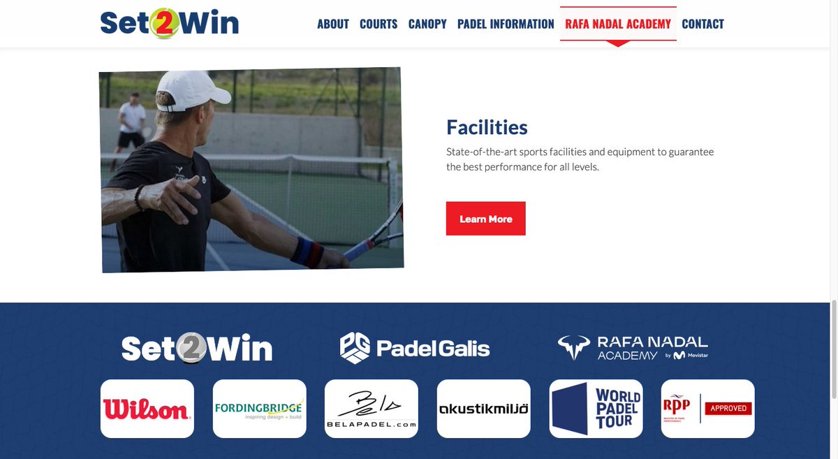 ExSite's tweet image. Delighted to launch a new website for Set2Win.ie - the Rafa Nadal Academy Irish partners, and the exclusive Irish Distributors of Padel Galis Courts.