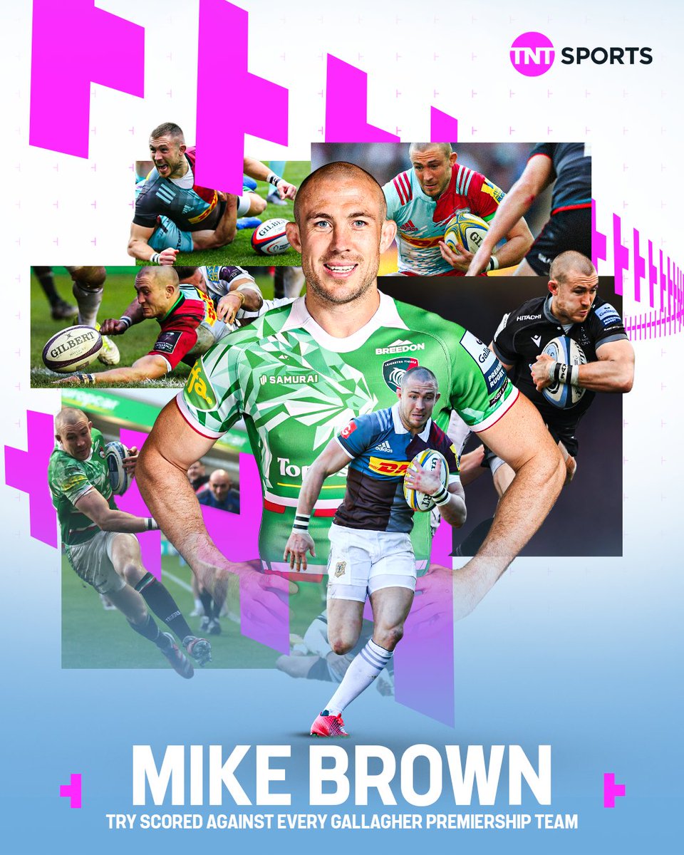 Rugby on TNT Sports (@rugbyontnt) on Twitter photo #GallagherPrem conquered ✅
<a href="/mikebrown_15/">Mike Brown</a>'s try against Harlequins on Friday completes his collection of a try scored against every team that has played in <a href="/premrugby/">Premiership Rugby</a> since his debut in 2006 👏 #GallagherPrem conquered ✅
<a href="/mikebrown_15/">Mike Brown</a>'s try against Harlequins on Friday completes his collection of a try scored against every team that has played in <a href="/premrugby/">Premiership Rugby</a> since his debut in 2006 👏