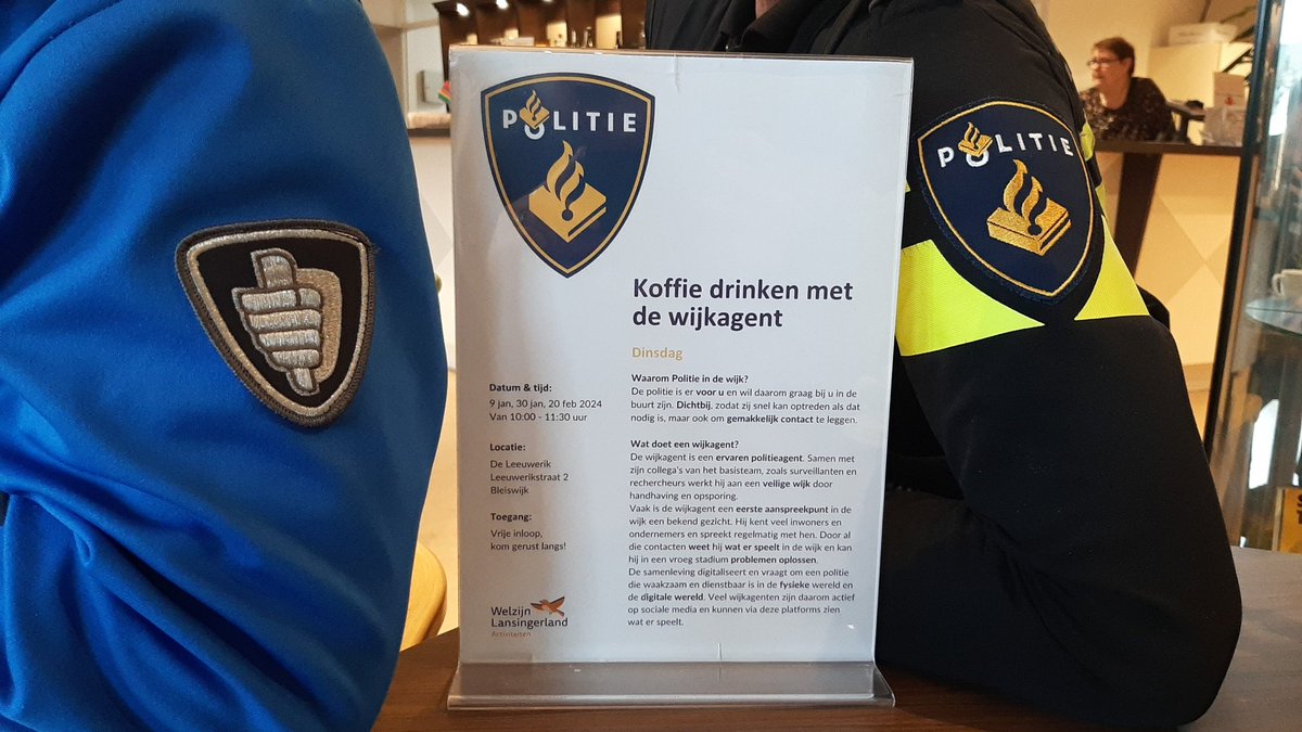 BarthoKarlas's tweet photo. Vandaag koffie met een cup. (Spreekuur voor de bewoners samen met de wijkagent van Bleiswijk) . Locatie De Leeuwerik, Leeuwerikstraat 2 Bleiswijk. De volgende is op 20 februari van 10.00 tot 11:30 uur.kom gerust langs om informatie te delen of een melding te maken.@Lansingerland https://t.co/YkzueCv5Tq