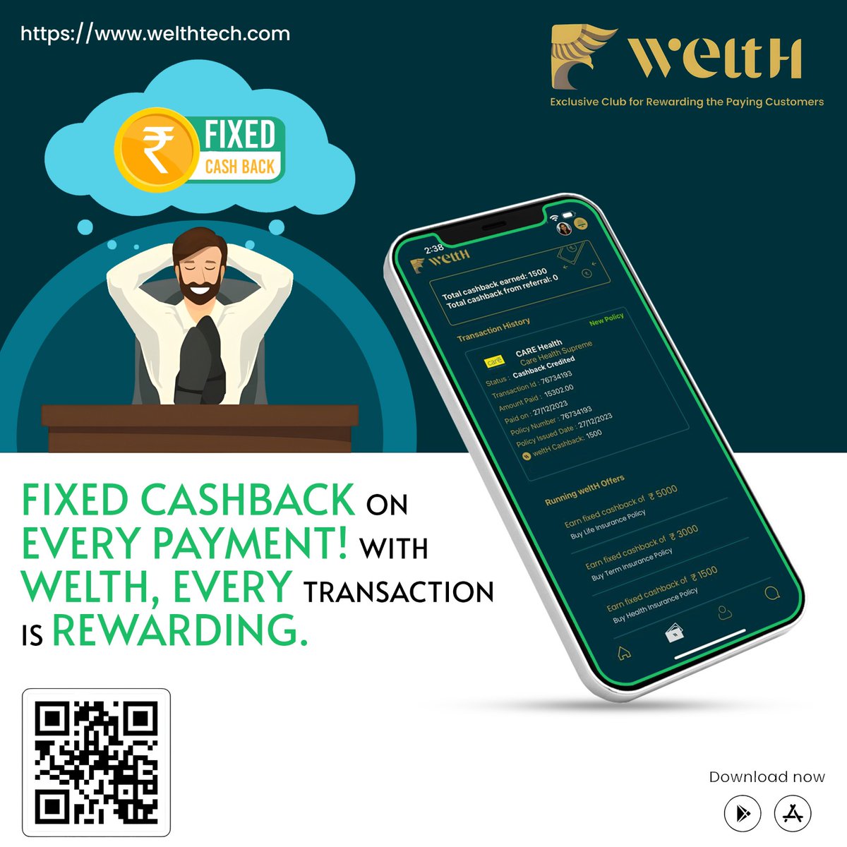 weltHtech's tweet photo. Turn your payments into perks! With weltH, receive fixed cashback on all your transactions, every single time. Start saving while you spend and feel the joy of constant rewards. 

#CashbackRewards #weltHSavings #SmartSpending https://t.co/ZWZ7MrFQXw