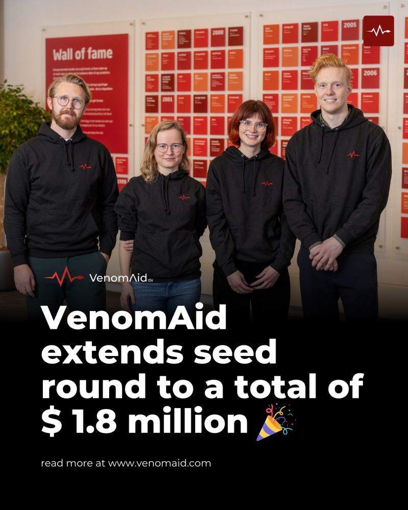 Exciting News on World NTD Day! Thrilled to announce that @VenomAid_dx has secured an extension of our seed round, bringing it to a total of $1.8M for developing rapid snakebite diagnostics! Great team effort! venomaid.com/news/venomaid-… @DTUtweet @Innofond @novonordiskfond