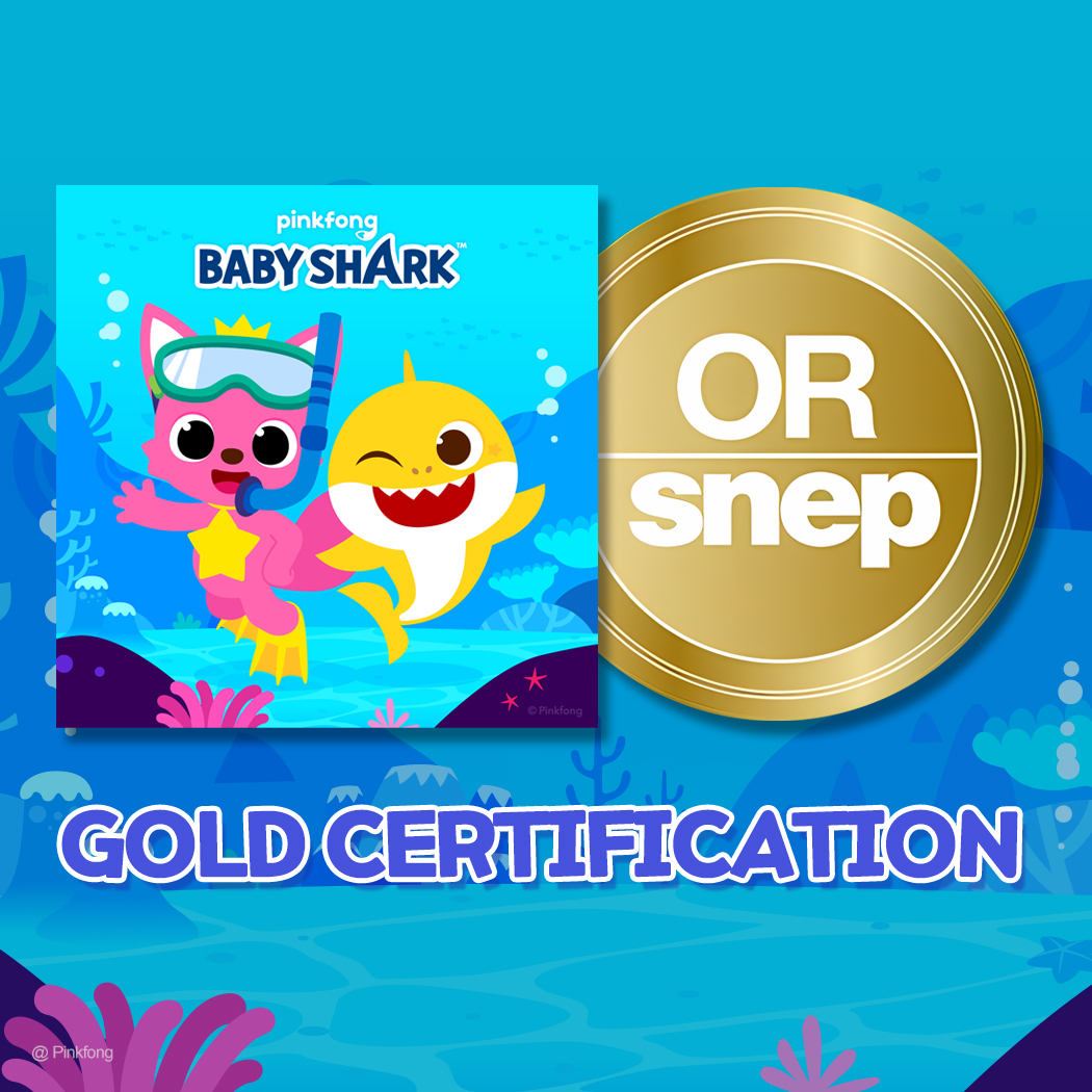 Our beloved 'Baby Shark' single has just hit another incredible milestone in France, receiving 𝗴𝗼𝗹𝗱 𝗰𝗲𝗿𝘁𝗶𝗳𝗶𝗰𝗮𝘁𝗶𝗼𝗻🏅 from the French National Syndicate of Phonographic Publishing (SNEP)!🦈🎵 #BabyShark #Pinkfong #Kidssong #SNEP #🇫🇷 #DooDooDooDooDooDoo