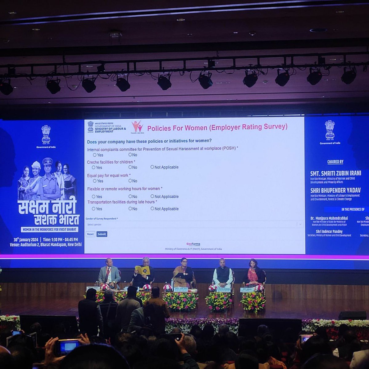 The Ministry of Women &amp; Child Development and the Ministry of Labour &amp; Employment hosting a joint event titled “सक्षम नारी सशक्त भारत - Women in the Workforce for Viksit Bharat” at Bharat Mandapam, New Delhi <a href="/smritiirani/">Smriti Z Irani</a> <a href="/MinistryWCD/">Ministry of WCD</a> <a href="/LabourMinistry/">Ministry of Labour & Employment, GoI</a> <a href="/shypk/">Shailesh K. PATHAK</a> <a href="/ficci_india/">FICCI</a>