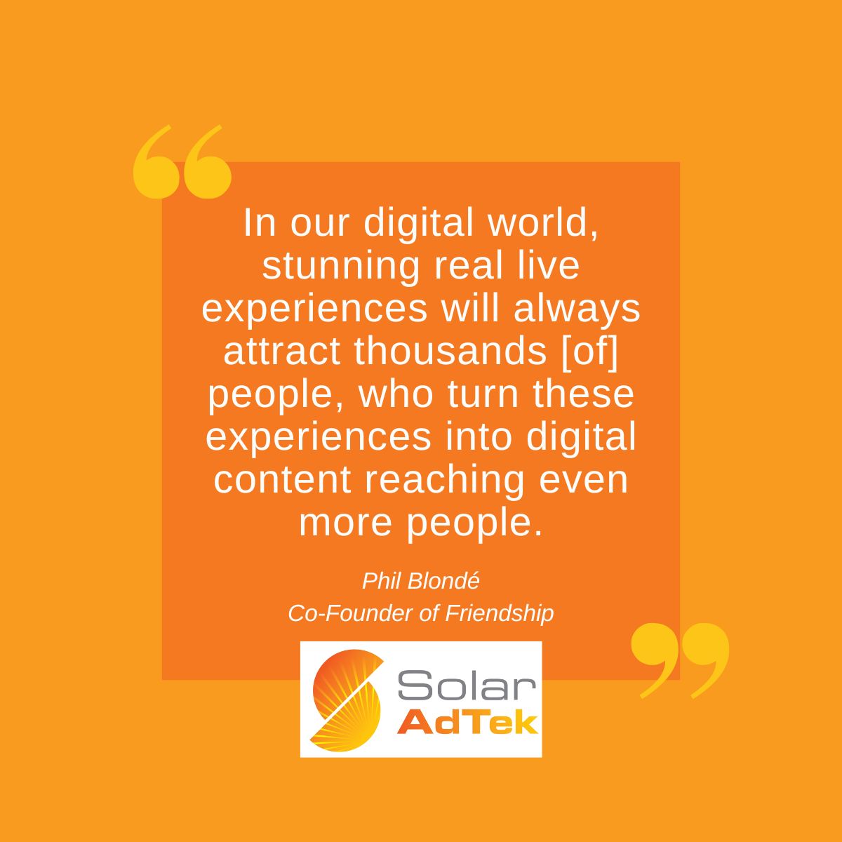 ☀ This quote is so very true and again shows how far OOH can reach thanks to digital. How many of us have either shared or seen shared an engaging OOH campaign on our social channels?

#solaradtek #solarlighting #lightingspecialists #advertisinglighting #bushelterlighting