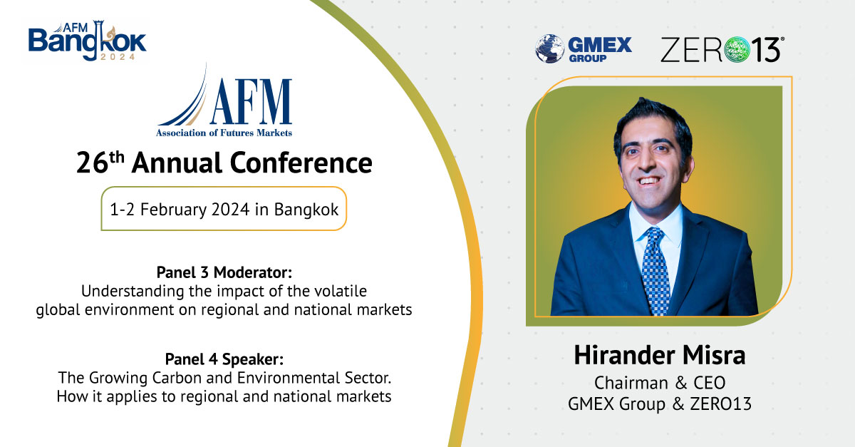 Join our CEO @HIRANDER_MISRA at AFM's 26th Annual Conference in Bangkok where he will speak about the growing carbon & environmental market.
#afm #carbonmarket #voluntarycarbonmarket #carboncredits
👉🏼 More information here: afmorg.net/afm-26th-annua…