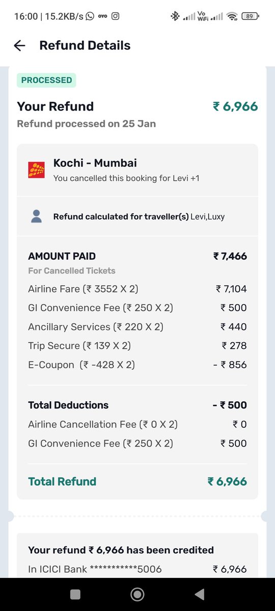 Hi <a href="/goibibo/">goibibo</a> 

When the flight is cancelled by the airline itself, why are you charging us for the convenience fee? You should get it from the airlines, not us.

<a href="/GoibiboSupport/">GoibiboCare</a>