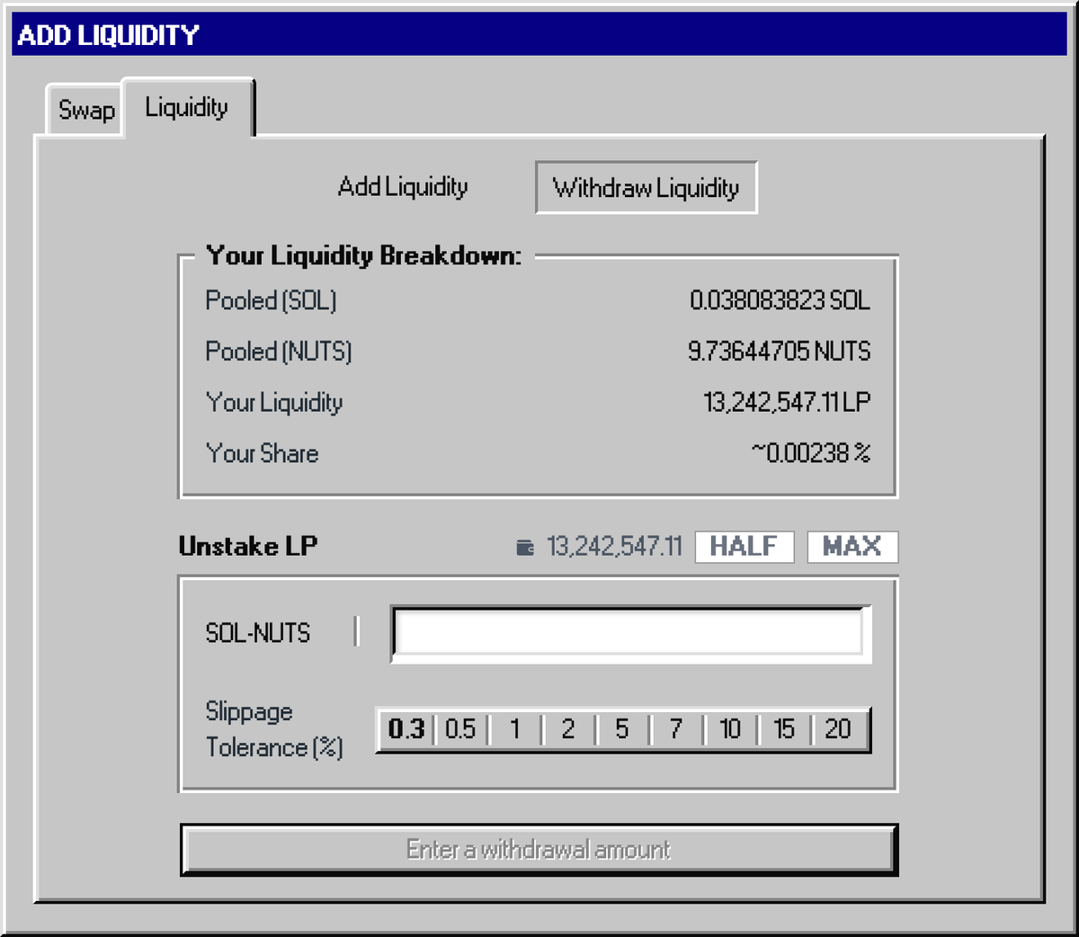 deeznuts_solana's tweet photo. Withdraw liquidity will be released at 9am EST later! (10pm UTC+8)

Sorry for the delay past few days were really busy, will also aim to do some UI enhancements soon! https://t.co/5tY5gl7wVs