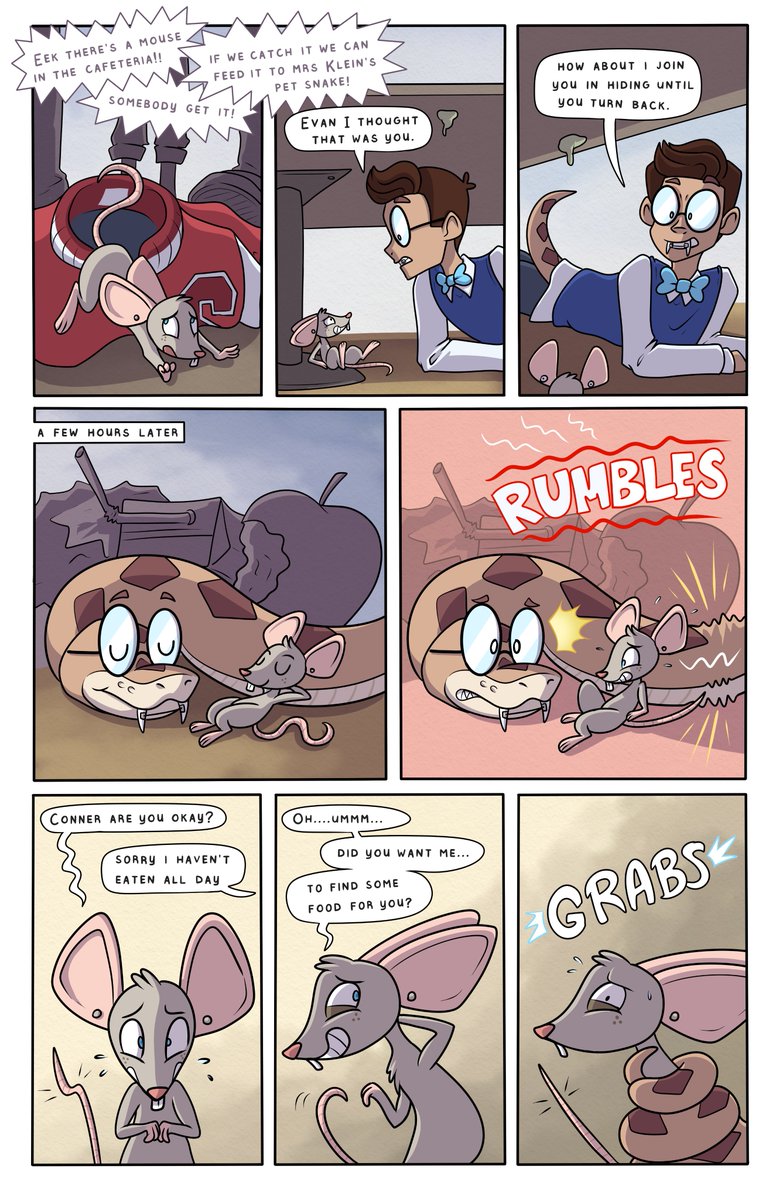 TransformARTive's tweet photo. Lunch Time &amp; Nonsense Thoughts #WouldveBitYou 🐭🏳️‍🌈🐍

Posting my Would've Bit You comic again for #TFTuesday for those who missed it last year. It is eligible for a Hugo Award nomination if you enjoyed it. You can see previous comics here: https://t.co/qqLI4BIVwb https://t.co/a2AAvEqCjB