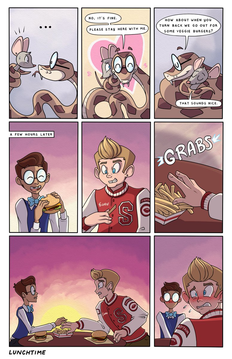 TransformARTive's tweet photo. Lunch Time &amp; Nonsense Thoughts #WouldveBitYou 🐭🏳️‍🌈🐍

Posting my Would've Bit You comic again for #TFTuesday for those who missed it last year. It is eligible for a Hugo Award nomination if you enjoyed it. You can see previous comics here: https://t.co/qqLI4BIVwb https://t.co/a2AAvEqCjB