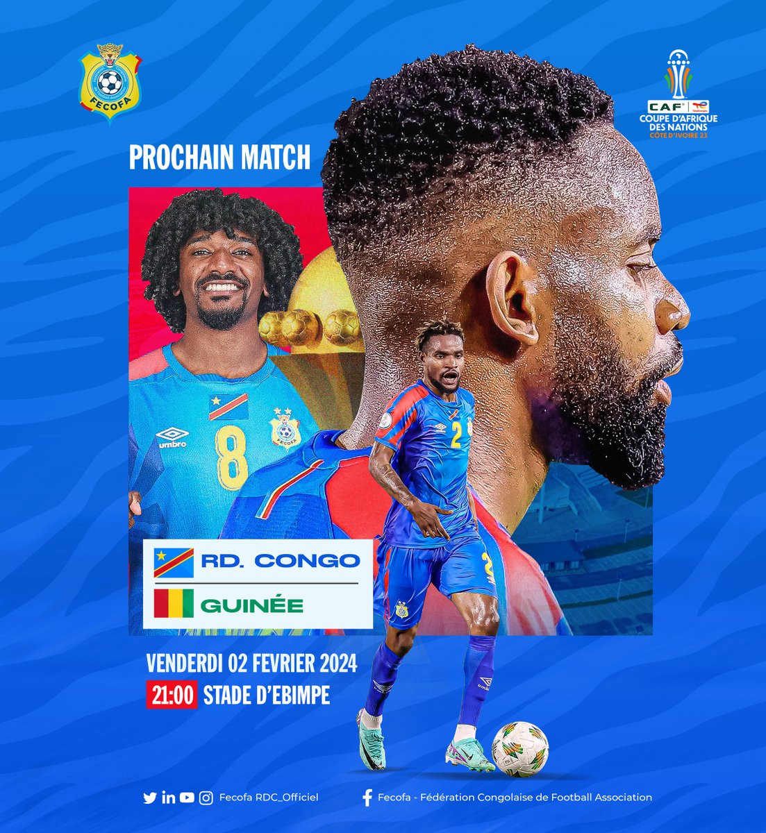 FecofaRdc's tweet photo. ๐จ Quart de finale ร ne pas manquer ! Nos Lรฉopards affrontent la Guinรฉe ce vendredi pour une place en demi-finale.
Prรฉparez-vous pour l'action ! ๐จ๐ฉโฝ๏ธ๐ช๐
#TotalEnergiesAFCON2023 #AllezYLesLeopards #PlusJamaisSeuls #ProchainMatch #RDCGUI https://t.co/tNXIl2CIMo