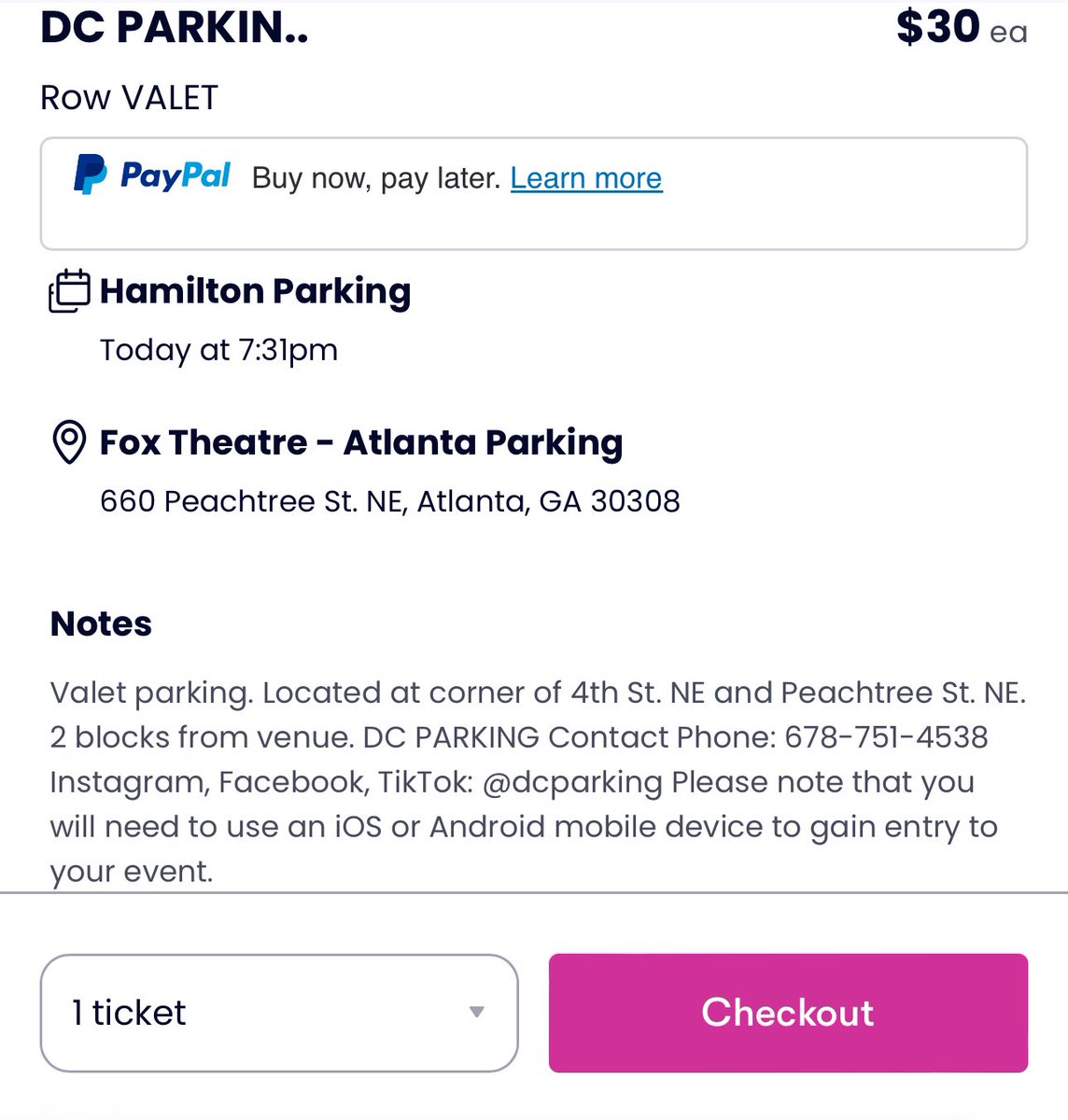 #foxtheatre is showing #hamilton starting today until February 25, 2024. For all parking passes dm/email/ call 678-751-4538. Check vivid seats also!

Instagram.com/dcparking
TikTok.com/dcparking

#foxtheatre
#broadwayatlanta
#hamilton 
#atlparking
#atlevents
#atlanta