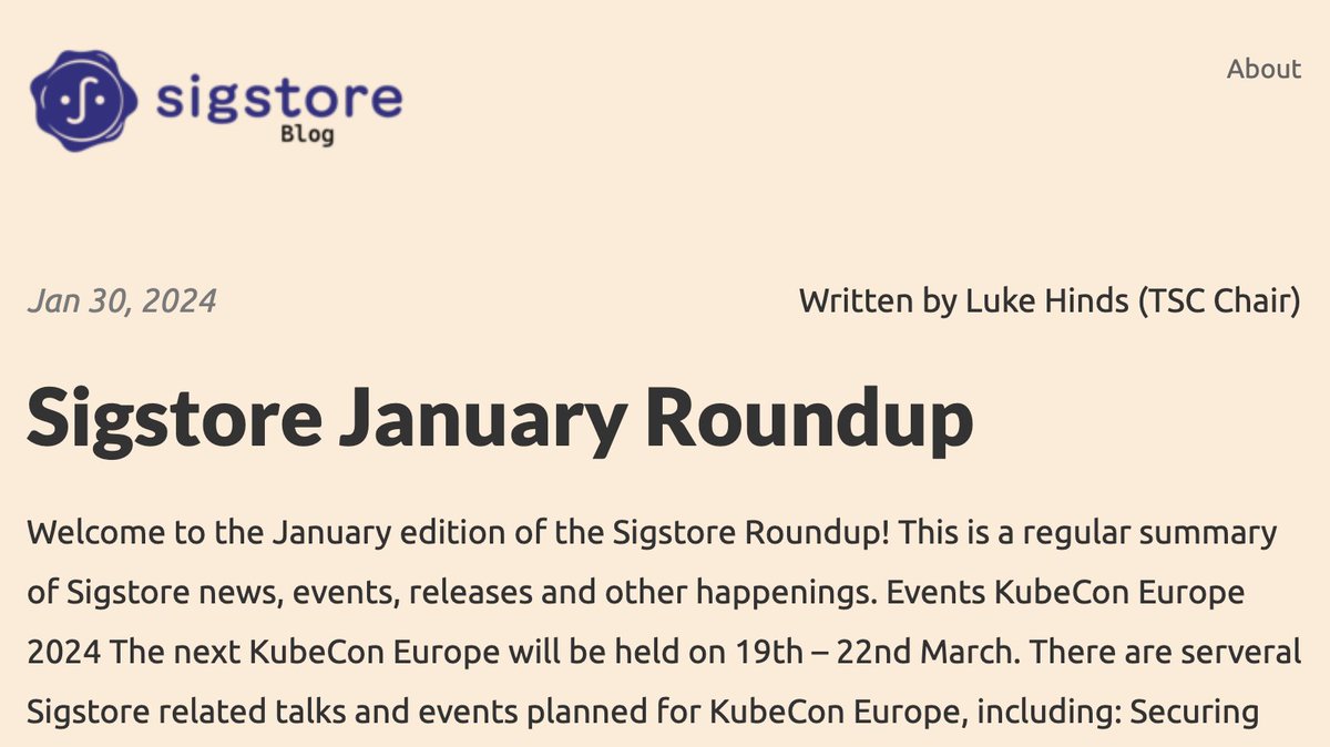 Our January roundup blog is now live: blog.sigstore.dev/sigstore-janua…