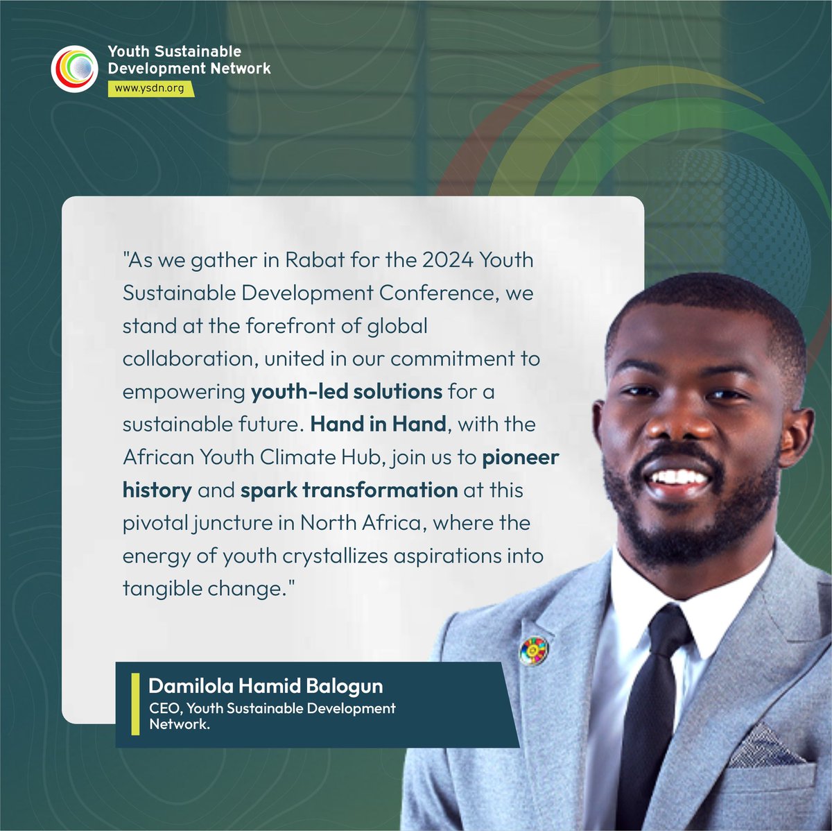 Together with the African Youth Climate Hub, we look forward to welcoming you for the Youth Sustainable Development Conference 2024 in Rabat, Morocco🇲🇦 Discover more about this year’s conference: ysdn.org/events/youth-s… #YSDC2024