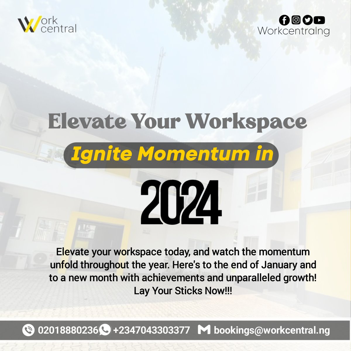 workcentralng's tweet image. &quot;Level up your workspace, set the tone for a powerful February, and build a foundation for a year of achievements and unparalleled growth! 🚀 Lay Your Sticks Now! #WorkspaceElevation #FebruaryGoals #UnstoppableGrowth&quot;