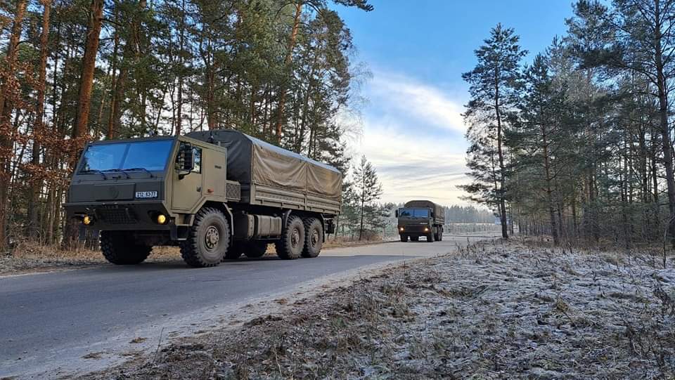 Tatra 815-7 6x6 flatbeds of Active Reserves infantry company of Regional Military Command Liberec during exercise.