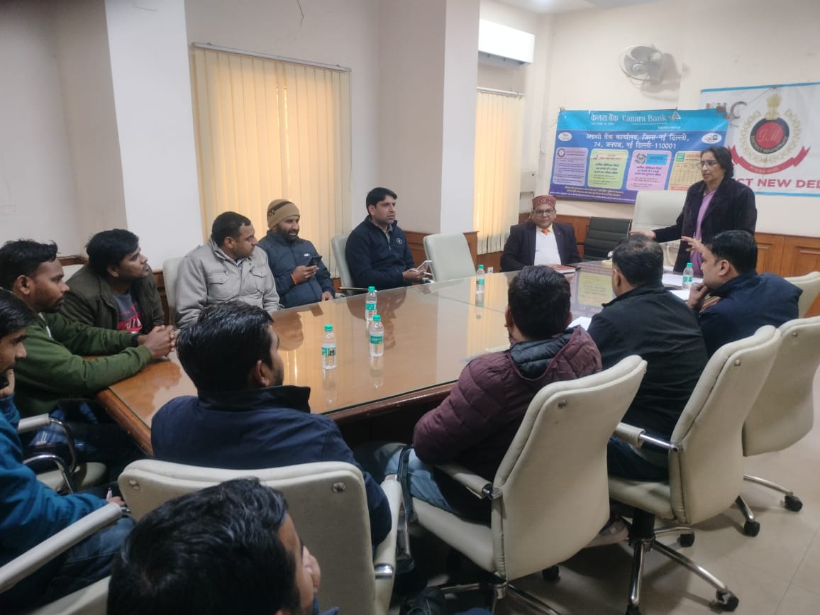 An awareness programme on Pradhanmantri Jeevan Bima Yojana,  Atal Pension Yojana etc, held in the Conference Hall of District Magistrate, New Delhi District by Ld, LDM, New Delhi District and FLC, for the Contractual staff of New Delhi District, including drivers, DEOs etc.