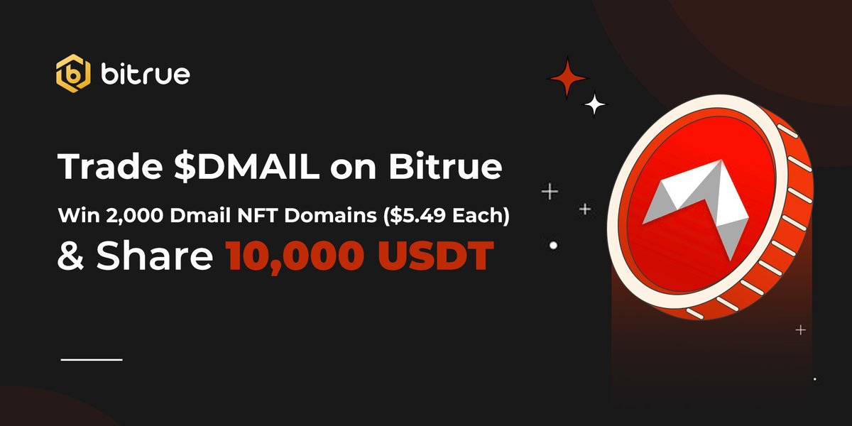 🥳 Bitrue x <a href="/Dmailofficial/">DMAIL.AI</a> Airdrop! 20,000 $USDT Bonus!

🎁 Trade $DMAIL on Bitrue with more than $10 to win up to 2,000 Dmail NFT domains!

💰 Deposit and trade to share a $DMAIL grand prize worth 10,000 $USDT

👉🏻 Join now bitrue.com/land/DMAIL-Air…
