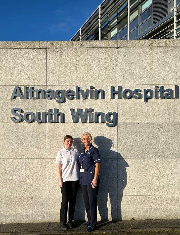 Lovely being able to share Nursing knowledge with my daughter during her work experience in Altnagelvin Hospital @WesternHSCTrust @movillecc