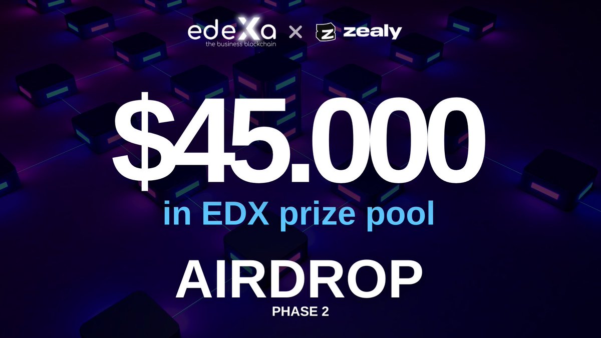 Finally the #airdrop SECOND SPRINT starts today!!🎉

This time, we're giving away a whopping $45,000 worth of $EDX tokens to top 500 lucky participants. Our top 3 winners will also get the #USTD bonus additionally! 

Airdrop details🎁 

Prize Pool: $45,000 in EDX + USTD bonus to