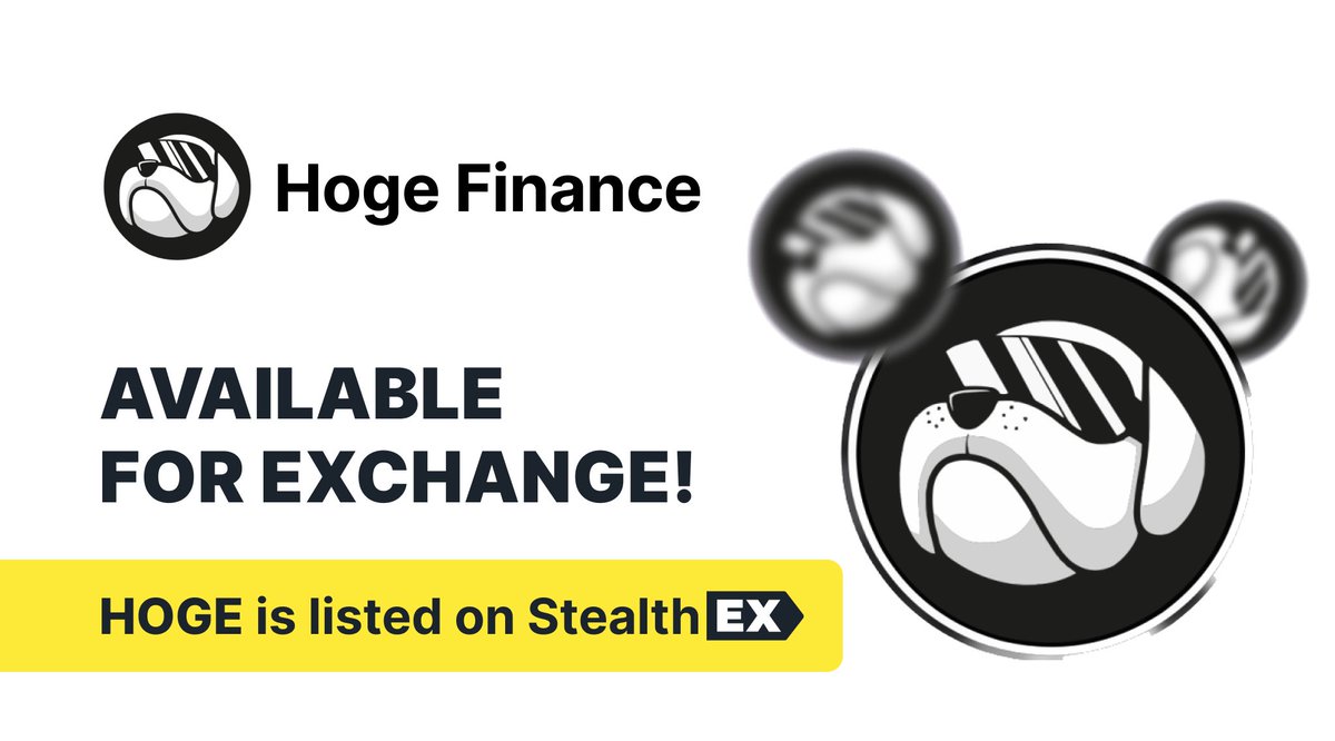 Get some #HOGE for your wallet right now!

<a href="/HogeFinance/">HOGE</a> has a wide ecosystem of #Web3 products like Apps, games, and other various forms of utility

Get $HOGE on StealthEX with 0 efforts!

👉 stealthex.io/?to=hoge 👈

Swap 1400+ #crypto cross-chain with no registration &amp; limits