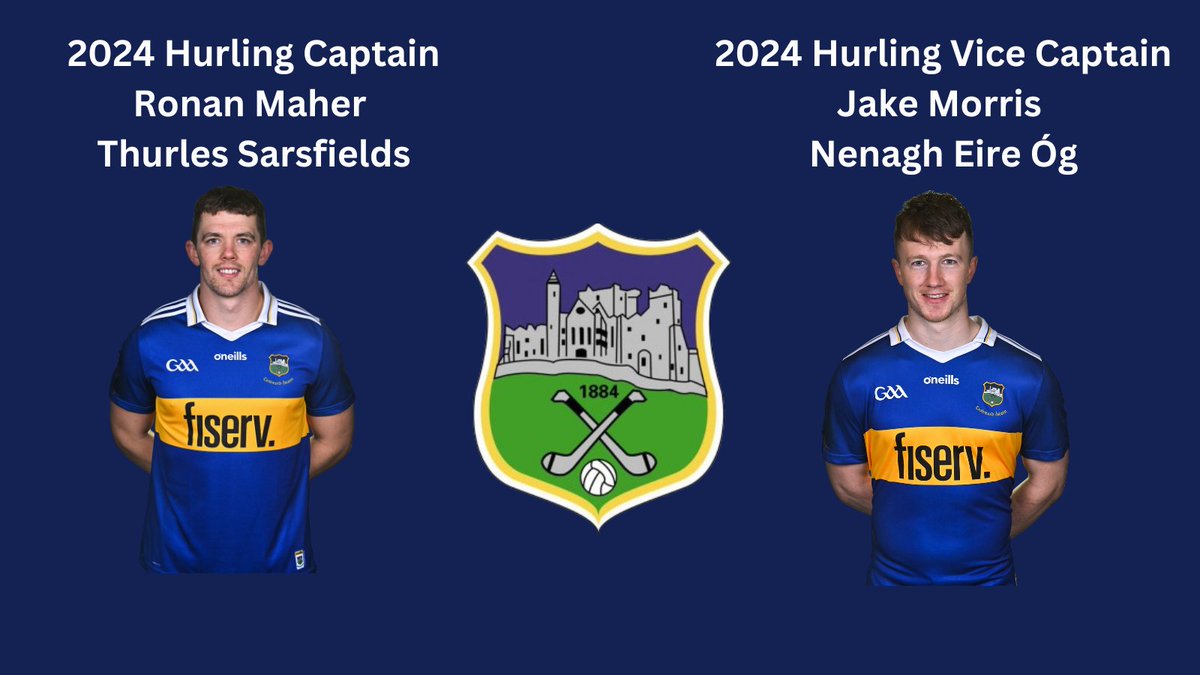 Congratulations to Ronan Maher Thurles Sarsfields who has been named as Senior Hurling Captain for 2024, while Nenagh Eire Óg’s Jake Morris will be Vice Captain.