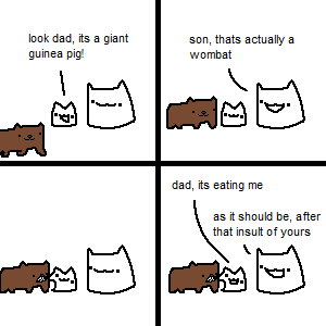 wombats are vegetarian, but lets just pretend hes made of grass 