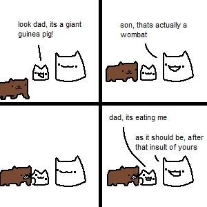wombats are vegetarian, but lets just pretend hes made of grass 