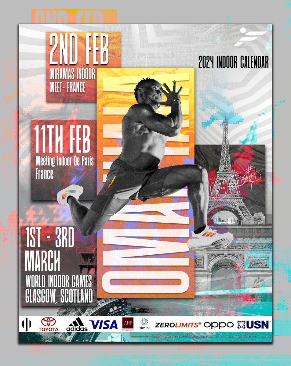Ferdiomanyala's tweet photo. Seasons come and go but the memories and history we create will always last forever.
And with that the 2024 season is here with us.
Here is my indoor calendar.
Whats up France...🥰
#startyourimpossible #usnsupplements #zerolimits #paris2024 #toyotaambassador #adidasrunning https://t.co/zOwCfjDW45