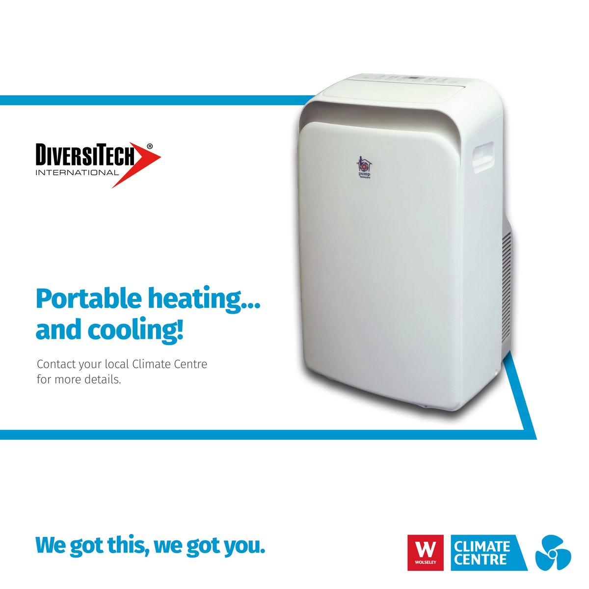 WolseleyClimate's tweet image. The Portable AC unit that heats the room as well! ♨️ This energy efficient form of heating (and cooling) is suitable for offices and light commercial use. Contact your local branch, or visit spklr.io/6012WwU2

#Diversitech #AC #AirConditioning @PumpHouseLtd