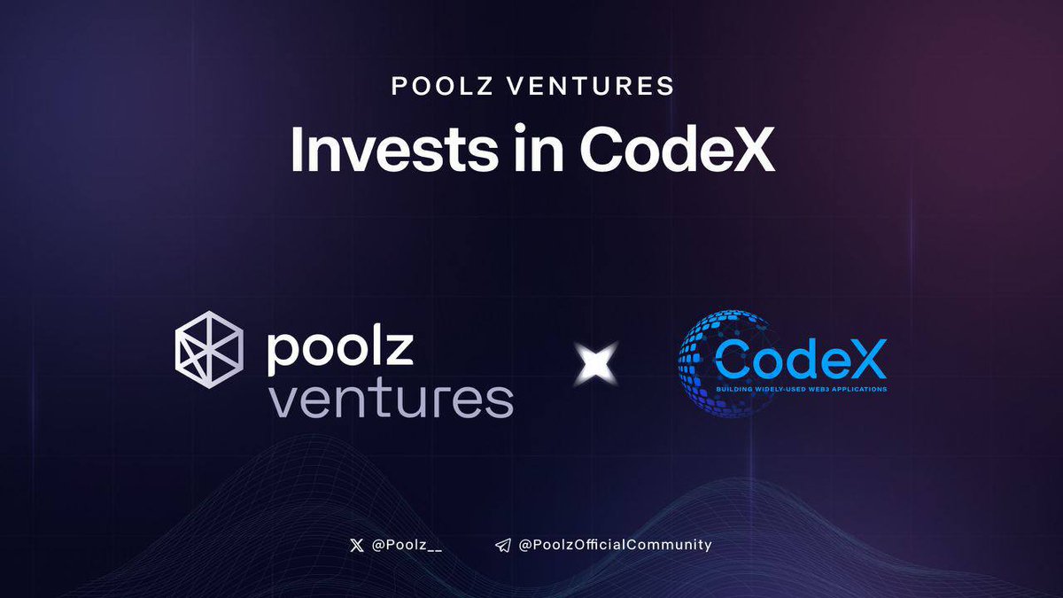 Poolz__'s tweet photo. We are excited to share that Poolz Ventures has invested in @codexchain 🤝
CodeX revolutionizes multichain development with innovative features like 'zero code' programming, EVM-to-CosmWasm bridge, enhanced security, scalability, and decentralization, driving mass adoption of web3.
Codex stats: 41,000+ smart contracts deployed, 32,000+ total wallet addresses, 2,000+ daily active users, and 90,000+ total generated traffic.
As part of the investment, we plan to work with the Codex team and improve their connections, marketing, sales, and growth efforts.