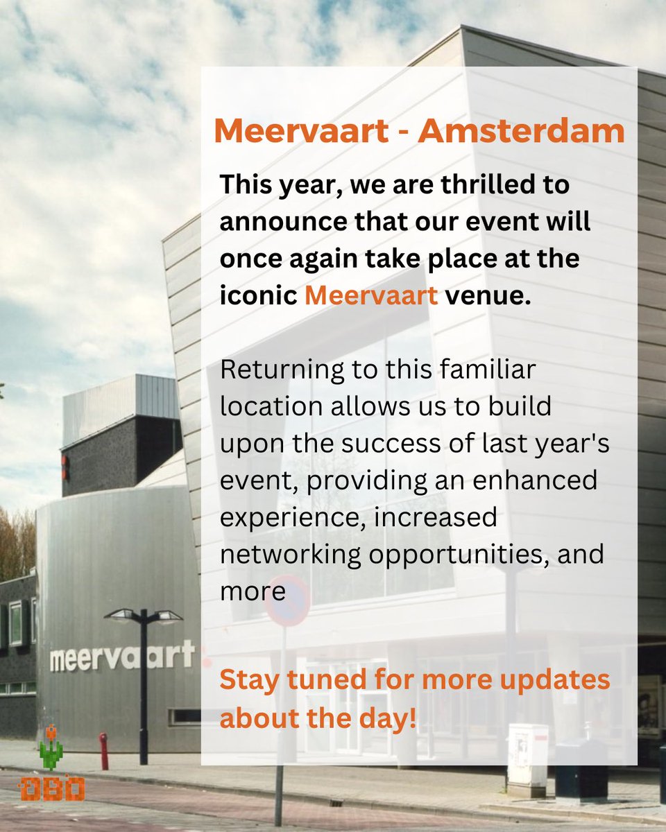 We are thrilled to announce that we will be returning to Meervaart this year! 💥

Don’t forget to register to get your hands on an early bird ticket! 

📍 Meervaart - Amsterdam
🗓️19th June 

#web3 #web3community #blockchain #DBD24